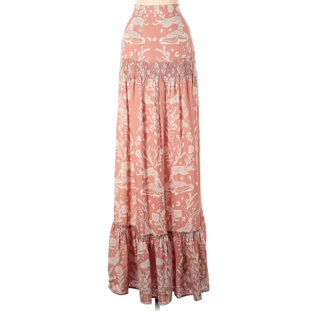 Martha Medeiros Mermaid Dress or Skirt - Pink Tiered Maxi Sz 8 Fantasy Cottage